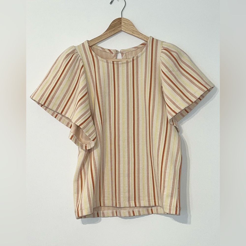 Madewell Flutter Sleeve Textured Stripped Top - image 2